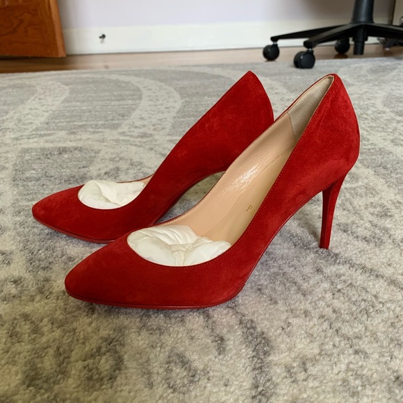 Louboutin 85mm red suede heels main image 4